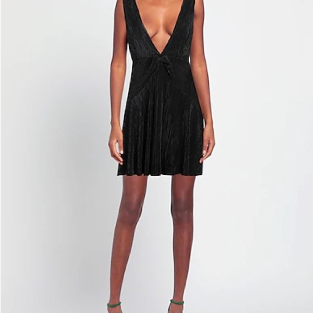 Free People Twist and Shout Elegant Black V-Neck Dress